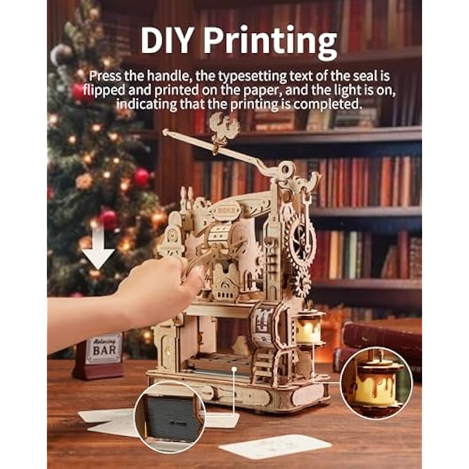 3D PUZZLE FOR ADULTS, WOODEN PUZZLES CLASSIC PRINTING PRESS MODEL BUILDING KITS, DIY WOOD CRAFTS COOL TOYS FOR BIRTHDAY, STEM HOBBIES FOR WOMEN MEN (LK602) - Image 2